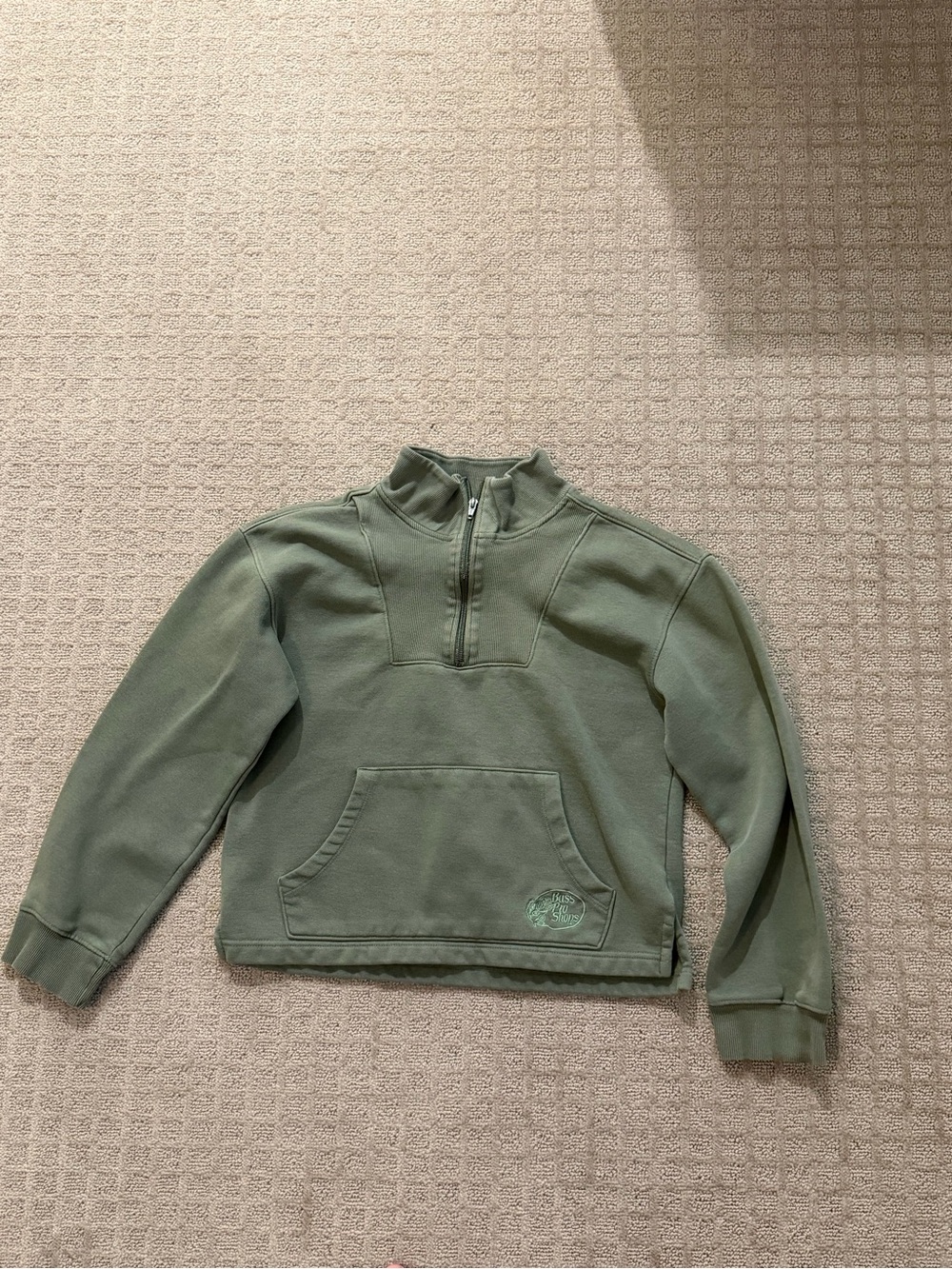 Bass Pro Shops  Olive Green Half-Zip Pullover Hoodie